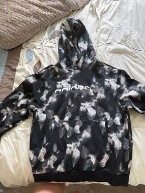 adidas Black & White Cloud Print Hooded Sweatshirt